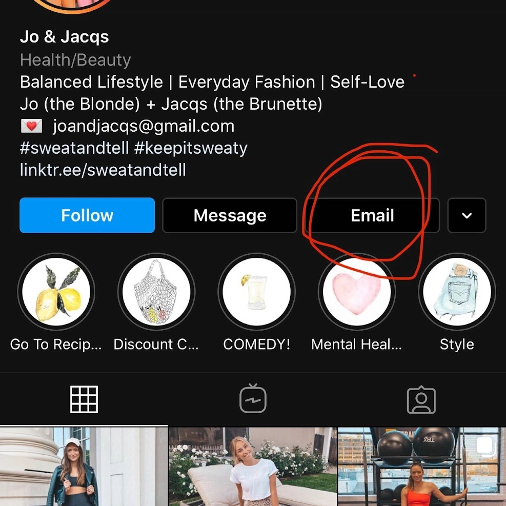 Where to find public email on Instagram profile