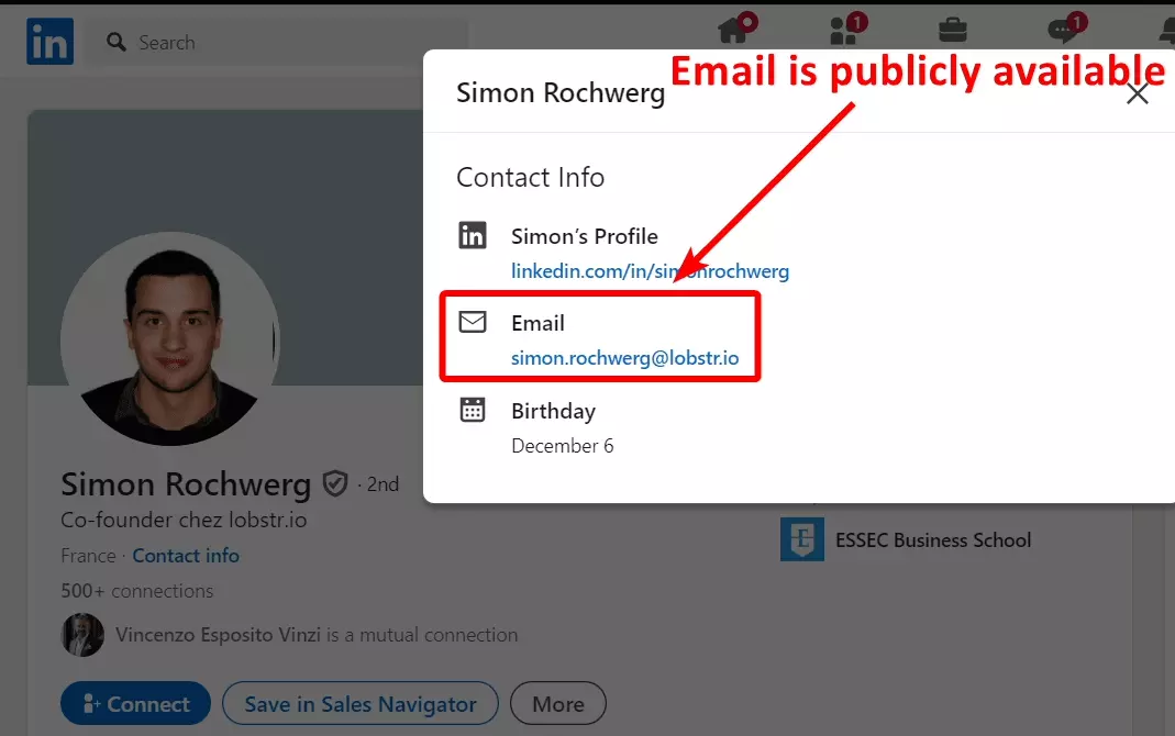LinkedIn professional profile