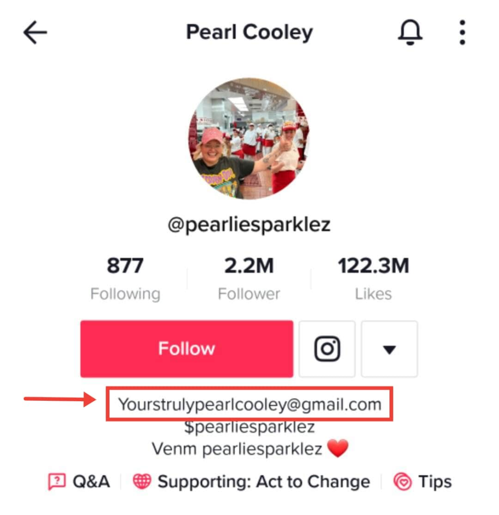 TikTok creator profile